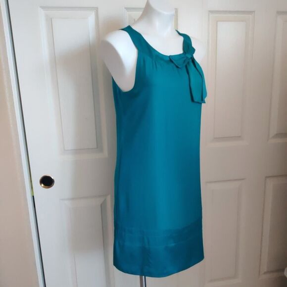 Teal bow shift dress - Picture 5 of 10